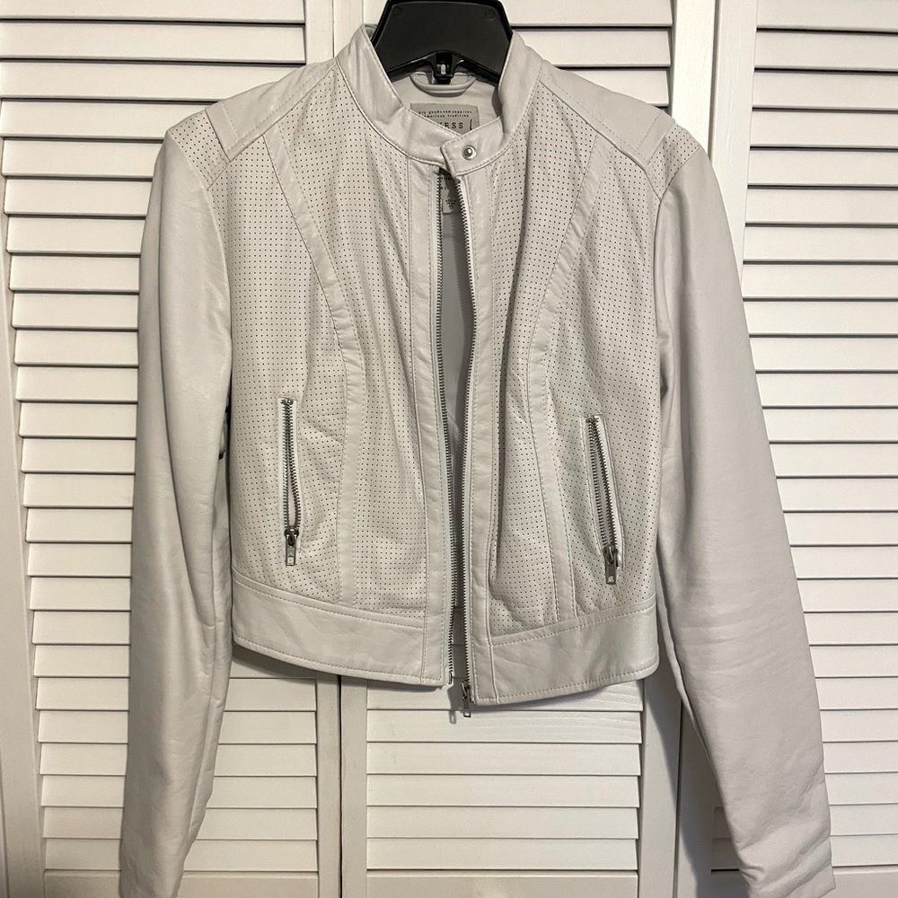 Guess cropped faux leather biker jacket